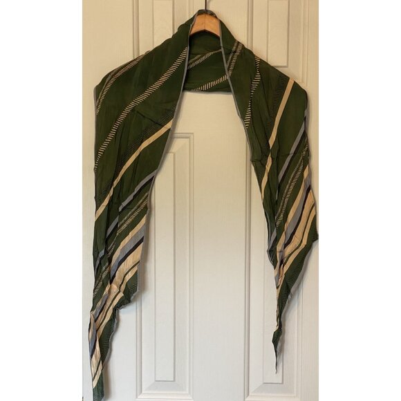 Anne Klein Green Gold Strip Women's Scarf 10"x68" Shear Thin Wrap Scarf - Picture 4 of 12